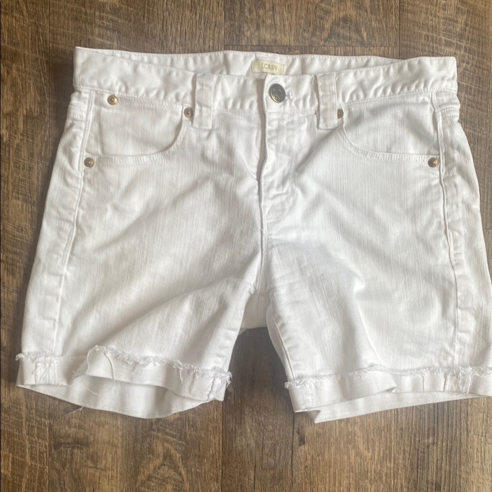 J. Crew White Jean Shorts with Cuffed Hem